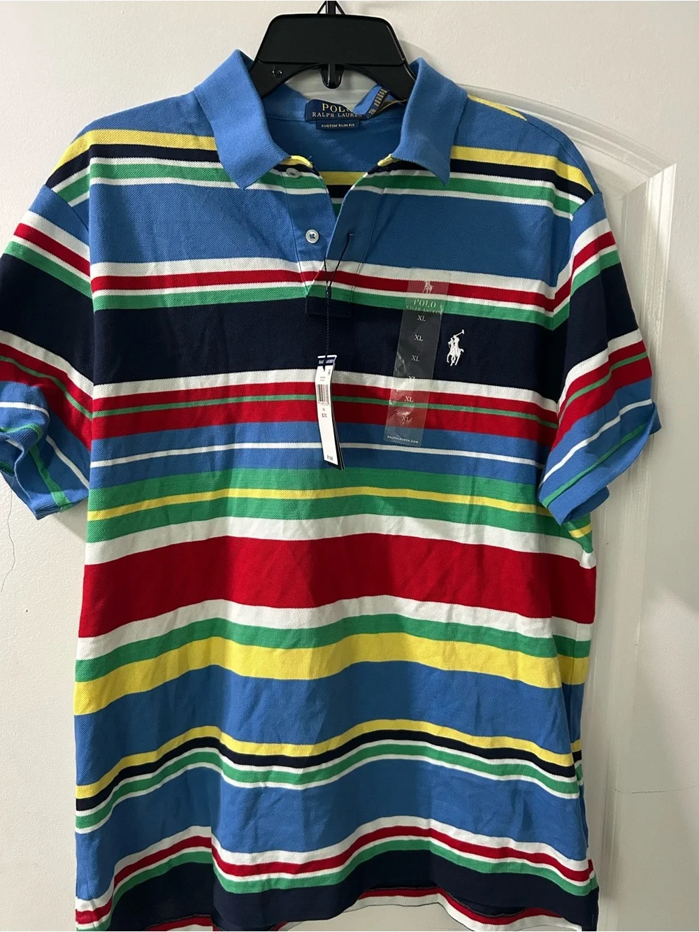 Ralph Lauren Men’s Multicolor Striped Polo — Blue, Red, Green, Yellow